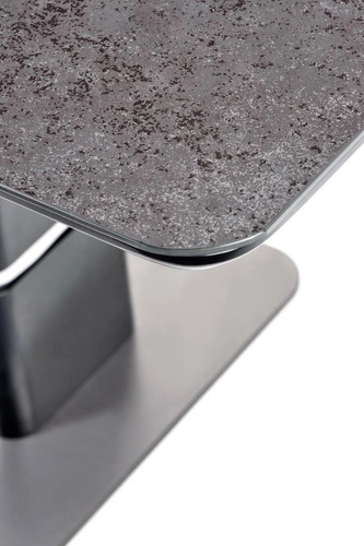 Rozkládací jídelní stůl Martini moderní skleněný šedá deska černé nohy 160–200 cm