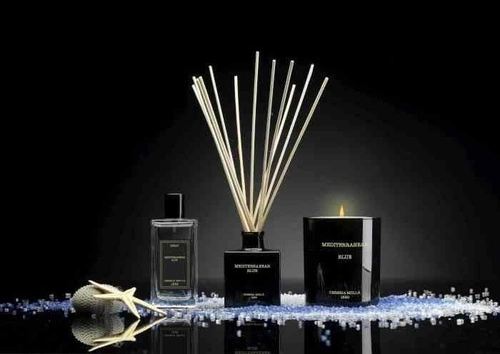 Vonná sójová svíčka Mediterranean Blue Cereria Molla černá, dekorativní, ve skle 230g