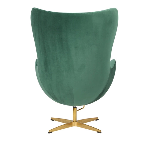 Velvet křeslo Egg zelený samet otočné s houpací funkcí do obýváku na zlaté noze