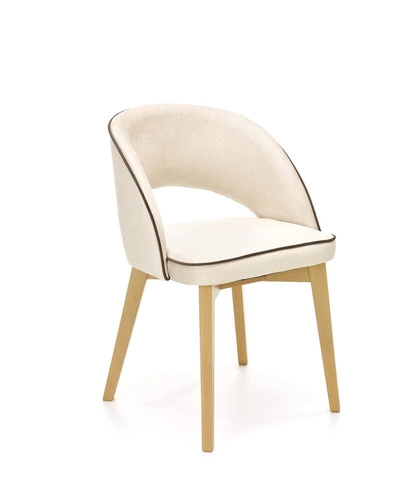 Čalouněná sametová jídelní židle Blanche skandinávská dub krémová s područkami