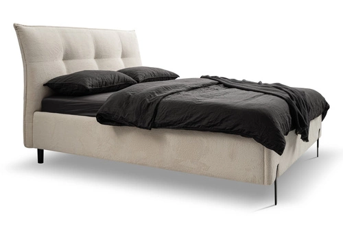 Čalouněná postel Biscuit 140x200 béžová s úložným prostorem skandinávská do ložnice