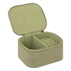 Šperkovnice manšestrová Enya zelená retro uzavíratelná na prsteny Atmosphera