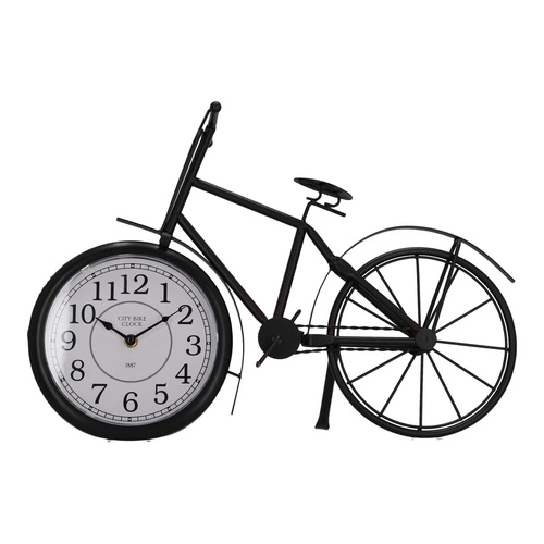 Stojací retro hodiny ve tvaru kola Dimitri černé tichý mechanismus do obýváku nebo ložnice Atmosphera