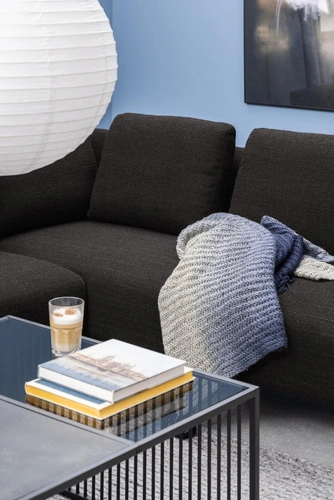 Konferenční stolek Strington 80x80 černý skleněný loftový do obýváku