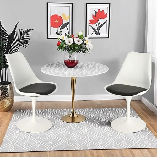 Otočná jídelní židle Tulip Basic inspirovaná Tulip Chair, bílá s polštářkem D2.DESIGN