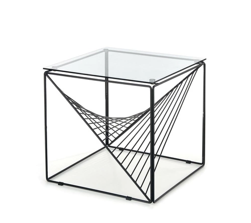 Moderní čtvercový konferenční stolek ze skla černý 50x50 cm do obývacího pokoje Intesi
