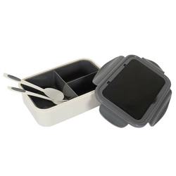 Lunchbox Intesi Single šedý s nádobou 2,5 l a příbory do práce nebo školy, moderní