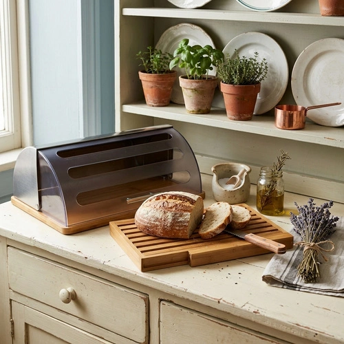 5five simply smart bambusové prkénko na krájení chleba s nožem přírodní 44x27 cm