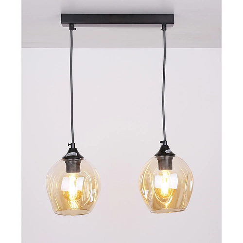 Závěsná lampa Aspa černá 2x40W E27 stínidlo hnědé barvy