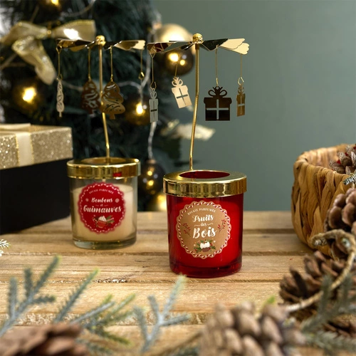 Vánoční vonná svíčka s kolotočem Intesi červená vánoční dekorace na stůl