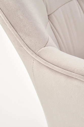 Čalouněná sametová jídelní židle Yorkshire béžová s područkami na lyžinách Intesi