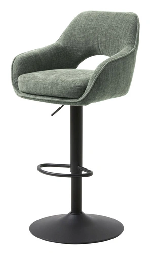 Barová židle Cowley zelená výškově nastavitelná s opěrkou na černé noze