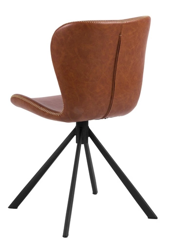 Jídelní židle Batilda Actona čalouněná ekokůže retro loft hnědá s podnožkou