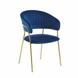 Čalouněná sametová židle s područkami v tmavě modré barvě Intesi Glamour do jídelny a obývacího pokoje