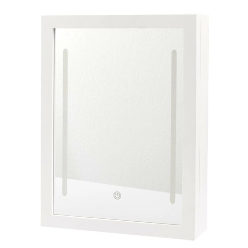 Závěsná koupelnová skříňka s LED zrcadlem Intesi bílá moderní 30 cm mělká