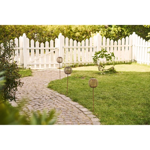 Solární zahradní LED lampion Carlisle House Nordic, hnědý 70 cm IP44