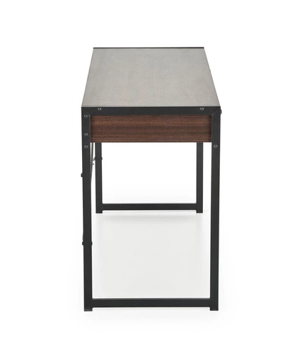 Psací stůl Surin ořech černý moderní loftový se zásuvkami a policí Intesi 123 cm