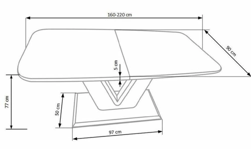 Rozkládací jídelní stůl Venom bílý lesk moderní glamour 160-220x90 cm Intesi