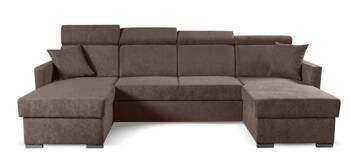 Moderní hnědá rohová sedačka Mils U s rozkladem a úložným prostorem do obýváku