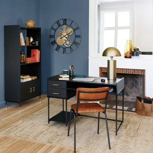 Jídelní židle Dario Atmosphera hnědá pravá kůže loftová na černých nohách