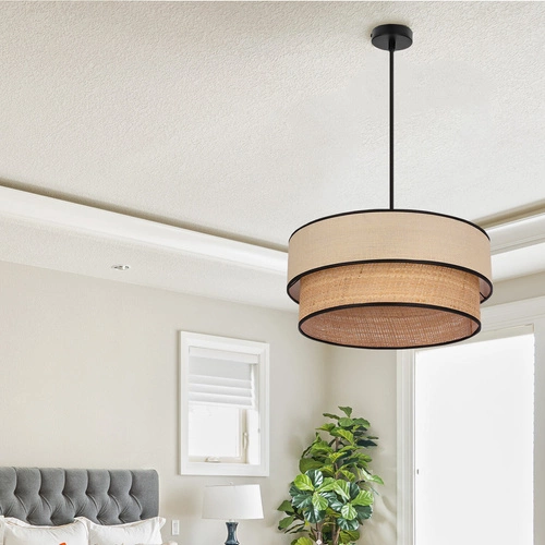 Závěsné svítidlo LORENZO moderní krémové s černým lemem do obýváku nebo jídelny