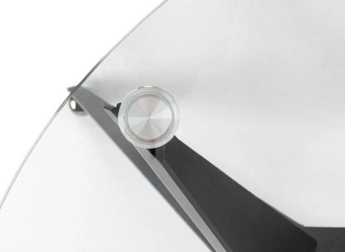 Kulatý skleněný stůl Troy 90 cm černý moderní do jídelny a obýváku loftový