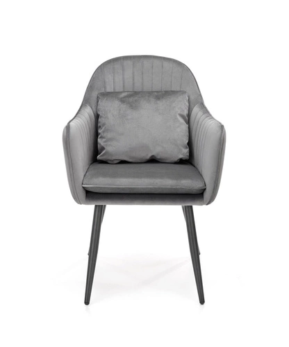 Čalouněná sametová židle Jovite šedá s područkami do jídelny a obýváku Intesi