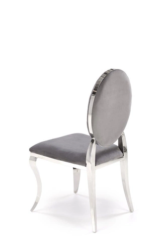 Čalouněná sametová židle Royale šedá glamour do jídelny se stříbrnými nohami Intesi