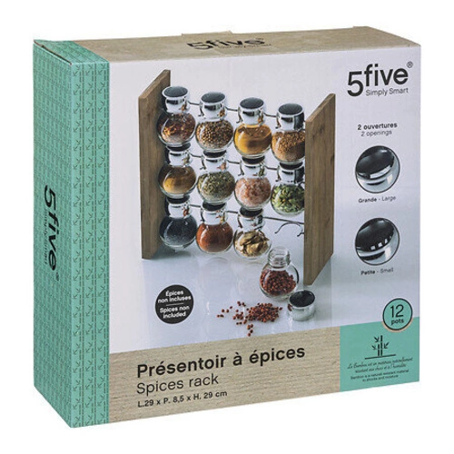 Stojan na koření Bambou se 12 skleněnými nádobkami