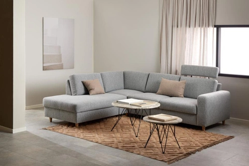 Konferenční stolek Prunus kulatý 80 cm mramorový šedý moderní loft do obýváku Actona