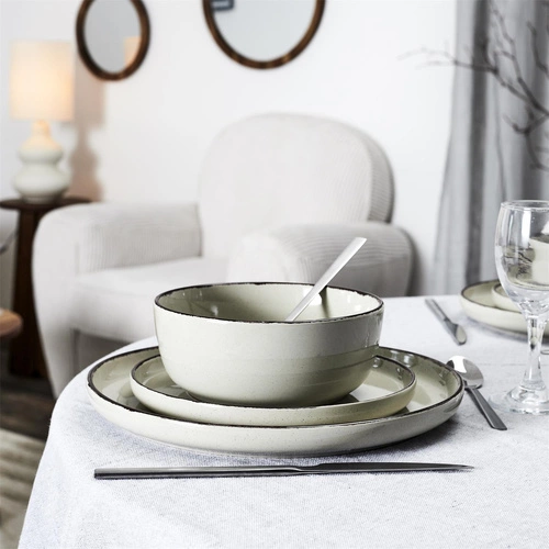 Keramická jídelní sada Temp béžová pro 4 osoby moderní do jídelny