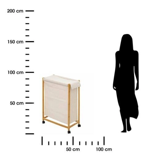 Bambusový koš na prádlo na kolečkách