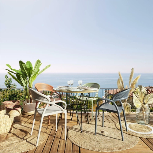 Zahradní plastová židle Salmi bílá Intesi, stohovatelná, snadno čistitelná