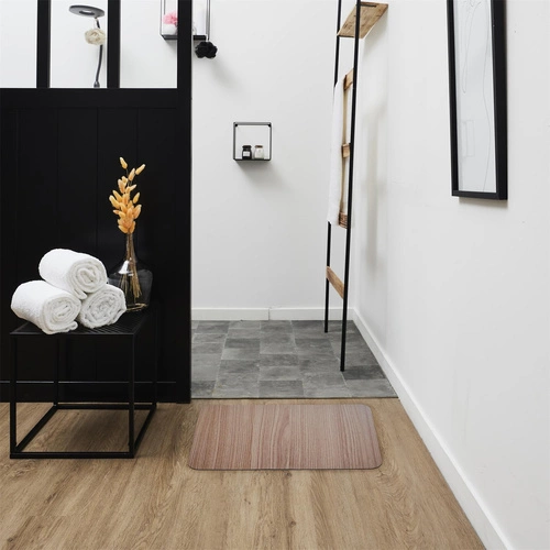 Intesi ultra savý koupelnový kobereček z mikrovlákna hnědý Wood 40x60 cm moderní