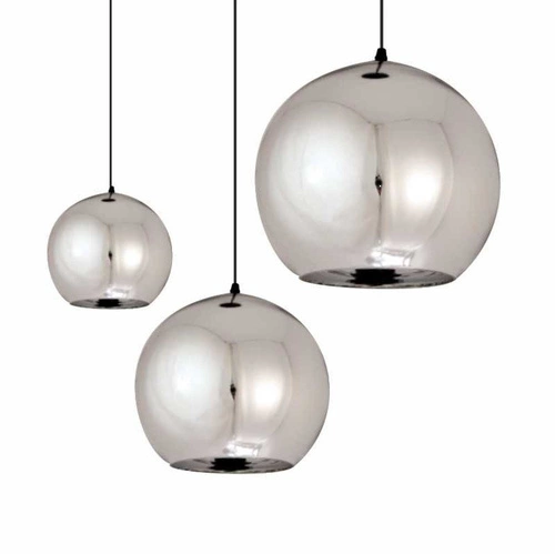 Závěsné svítidlo skleněná koule MIRROR GLOW S chrom 25 cm do obýváku a nad stůl