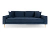 Sedačka Lido 3 tmavě modrá sametová skandinávská třímístná s područkami do obýváku Intesi