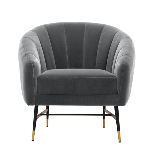 Relaxační křeslo Fluffy sametové šedé do obýváku moderní s područkami Intesi