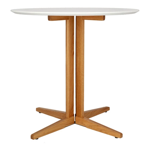 Kulatý jídelní stůl Mauro 80 cm bílá deska přírodní dub moderní do jídelny a obýváku