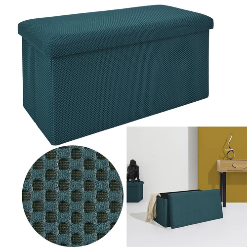 Moderní tyrkysový obdélníkový taburet se schovkou Velse Atom do předsíně a dětského pokoje