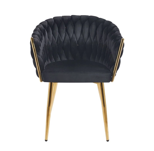 Čalouněná jídelní židle Malaya Velvet Intesi černá sametová s područkami ve stylu glamour