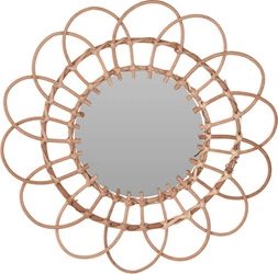 Kulaté ratanové zrcadlo boho Flower Shape 49 cm závěsné do předsíně Intesi