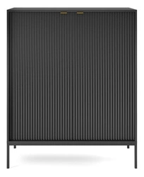 Vysoká černá rýhovaná komoda na nožkách 104 cm moderní do obýváku Intesi