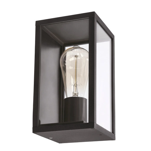 Venkovní nástěnné svítidlo Hoya, zahradní fasádní svítidlo, obdélníkové, 12x22cm, černé, 1x60W, E27, IP44