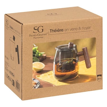 Skleněná konvice Twisted Lime 800 ml na čaj a bylinky – šedé borosilikátové sklo