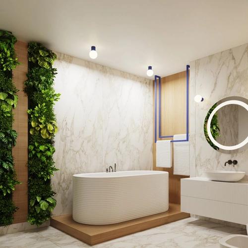 Stropní svítidlo HALO ultramarínové IP44 moderní skleněno-hliníkové kulaté do koupelny