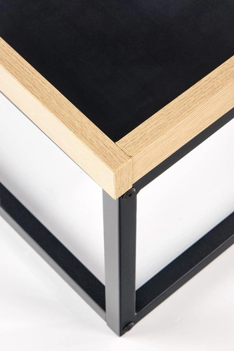 Konferenční stolek Espada S čtvercový loftový černý s dřevěnou deskou do obývacího pokoje 53x53 cm