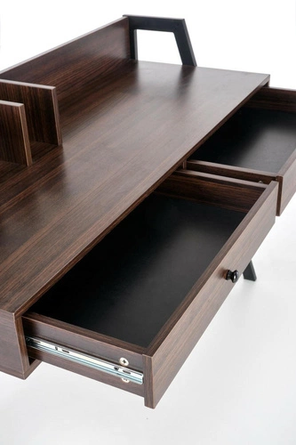 Psací stůl s nástavcem Surin II ořech moderní pracovní se zásuvkami industriální Intesi