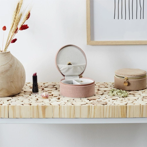 Organizér na šperky do zásuvky Velo růžový manšestrový s přihrádkami Intesi