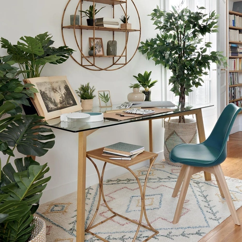 Jídelní stůl Taho Atmosphera moderní skleněný průhledný 150 cm na kovových nohách