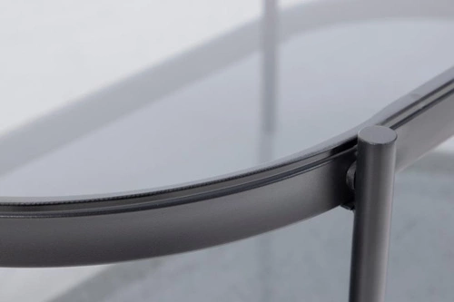 Oválný skleněný konferenční stolek Bayonne černý loftový s policí do obýváku Actona 95x50 cm